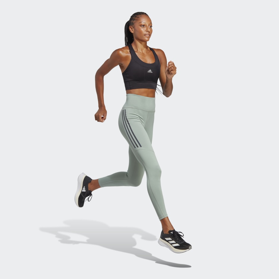 Clothing - DailyRun 3-Stripes 7/8 Leggings - Green | adidas South Africa