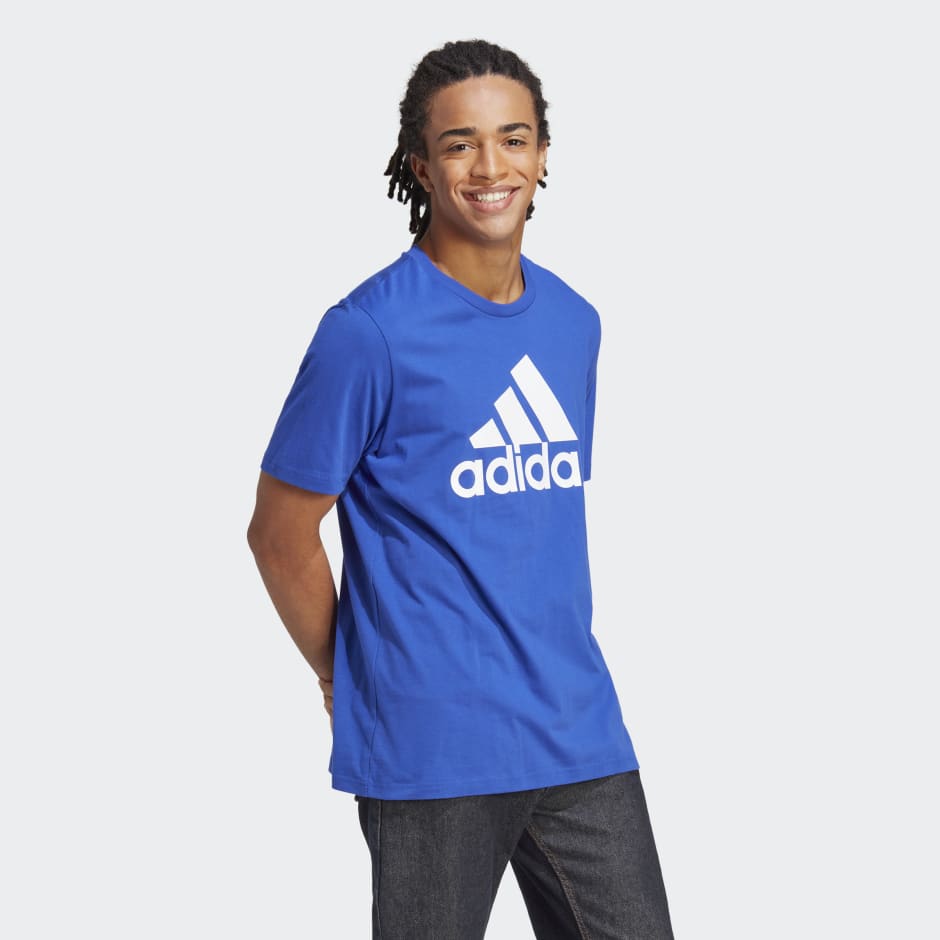 Men's Clothing - Essentials Single Jersey Big Logo Tee - Blue | adidas Oman