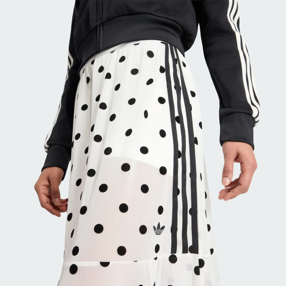 透薄波點半截裙