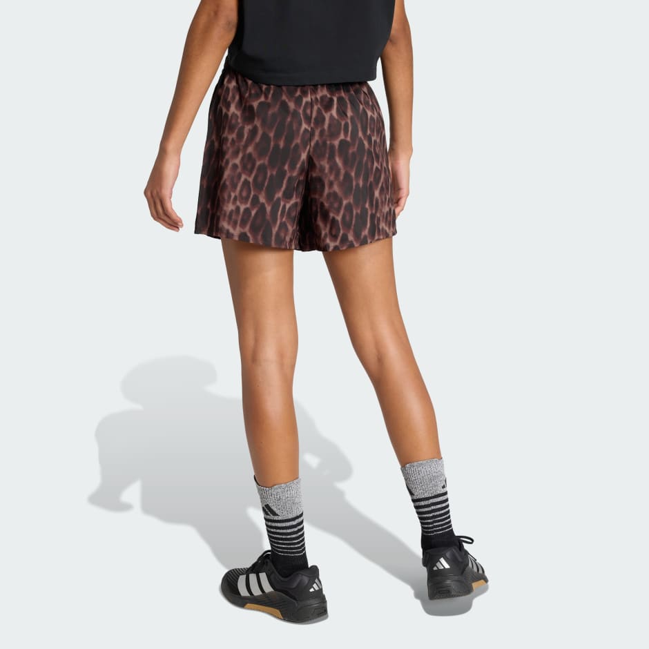 Workout Essentials Leopard Woven Shorts
