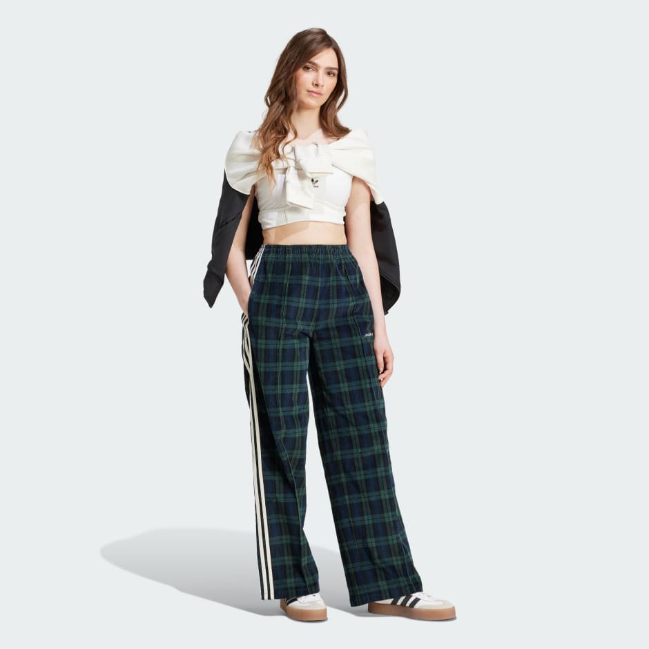 Corduroy Tartan Wide Leg Pants