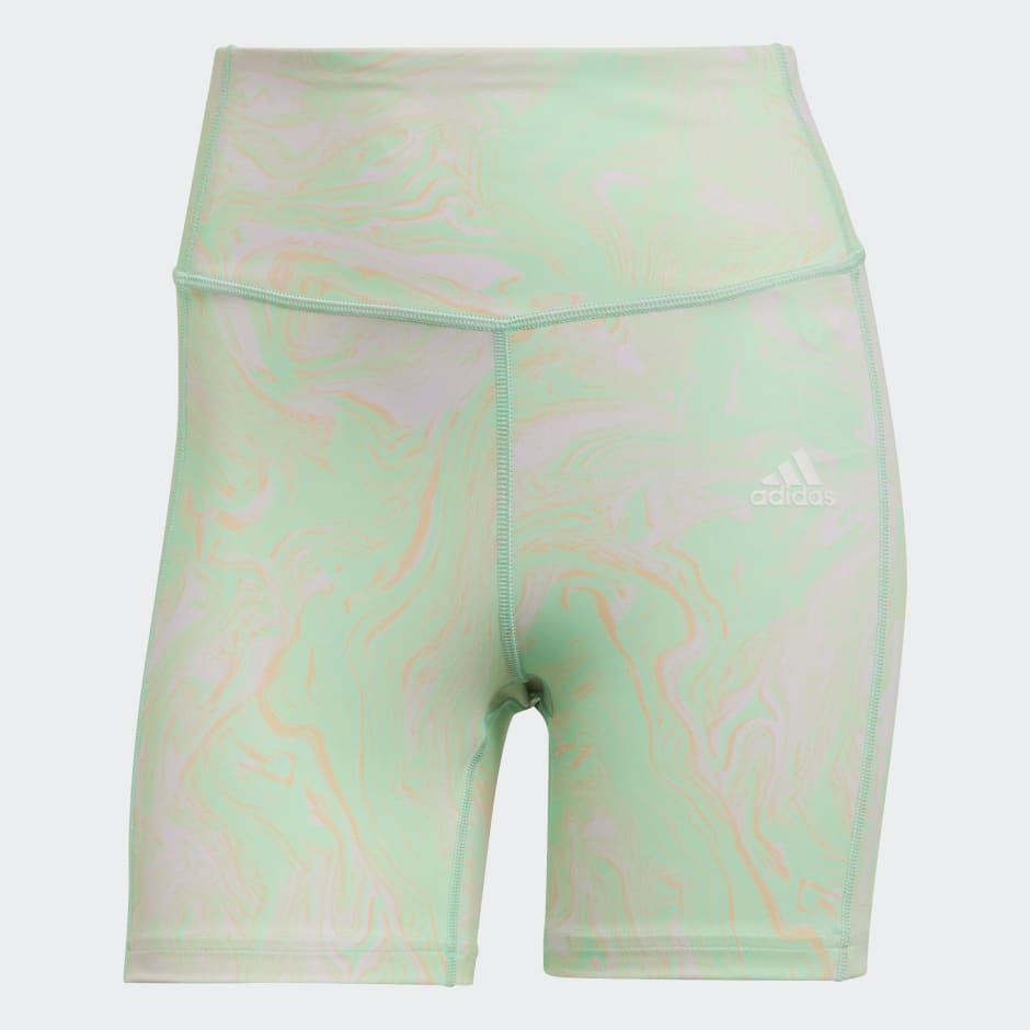 Hyperglam AEROREADY Training High-Rise Marble-Print Tight Shorts image number null