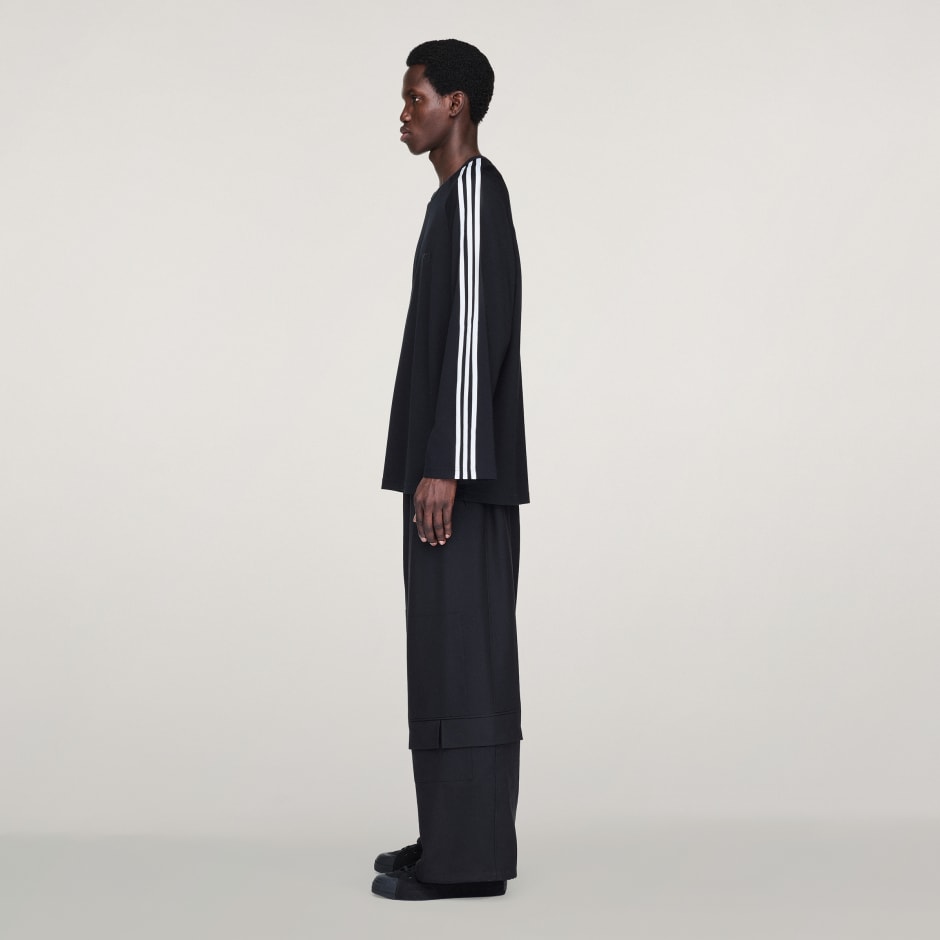 Tricou Y-3 cu m&acirc;necă lungă și 3 dungi