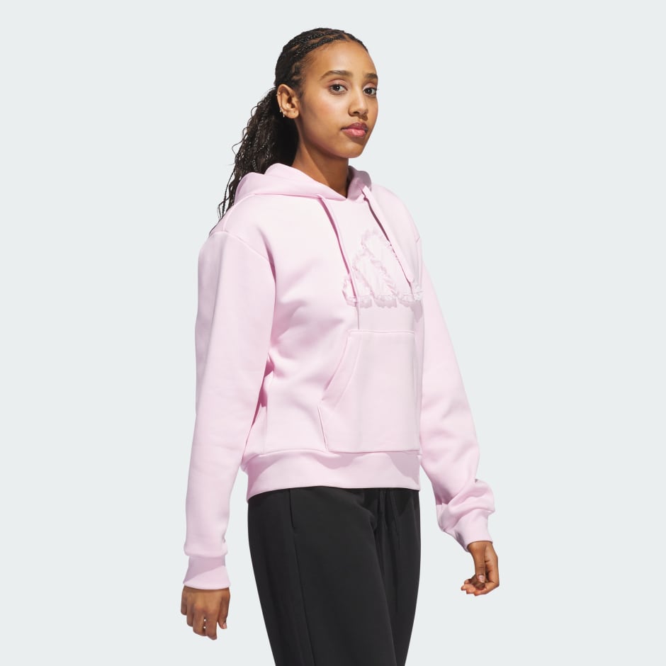 Seasonal Essentials Ruffled Big Logo Graphic Hoodie