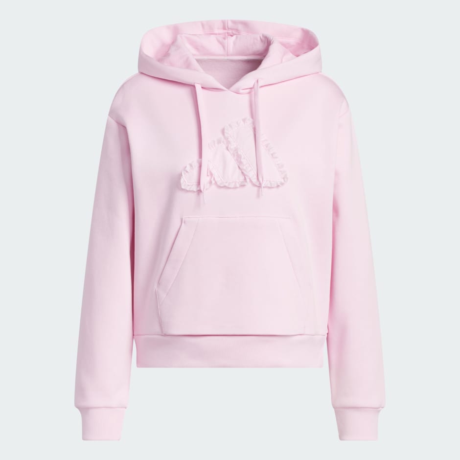 Seasonal Essentials Ruffled Big Logo Graphic Hoodie