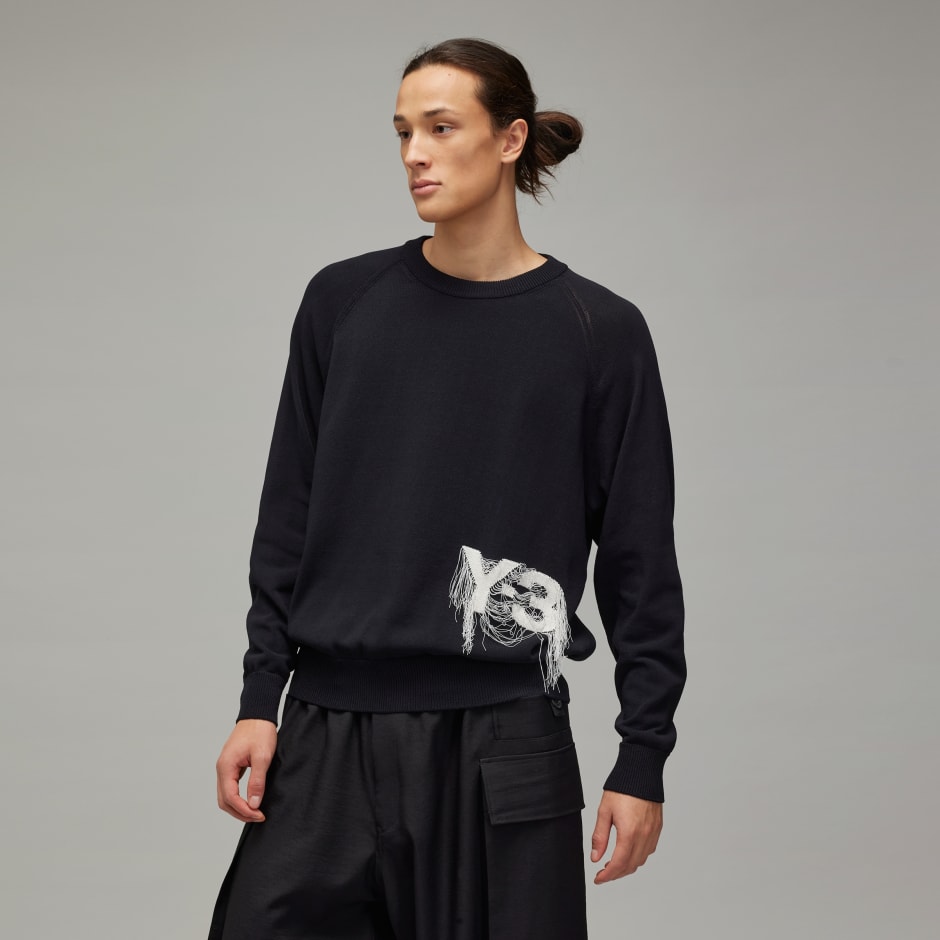 Y-3 Logo Knit Crew Sweatshirt - Black | adidas Hong Kong