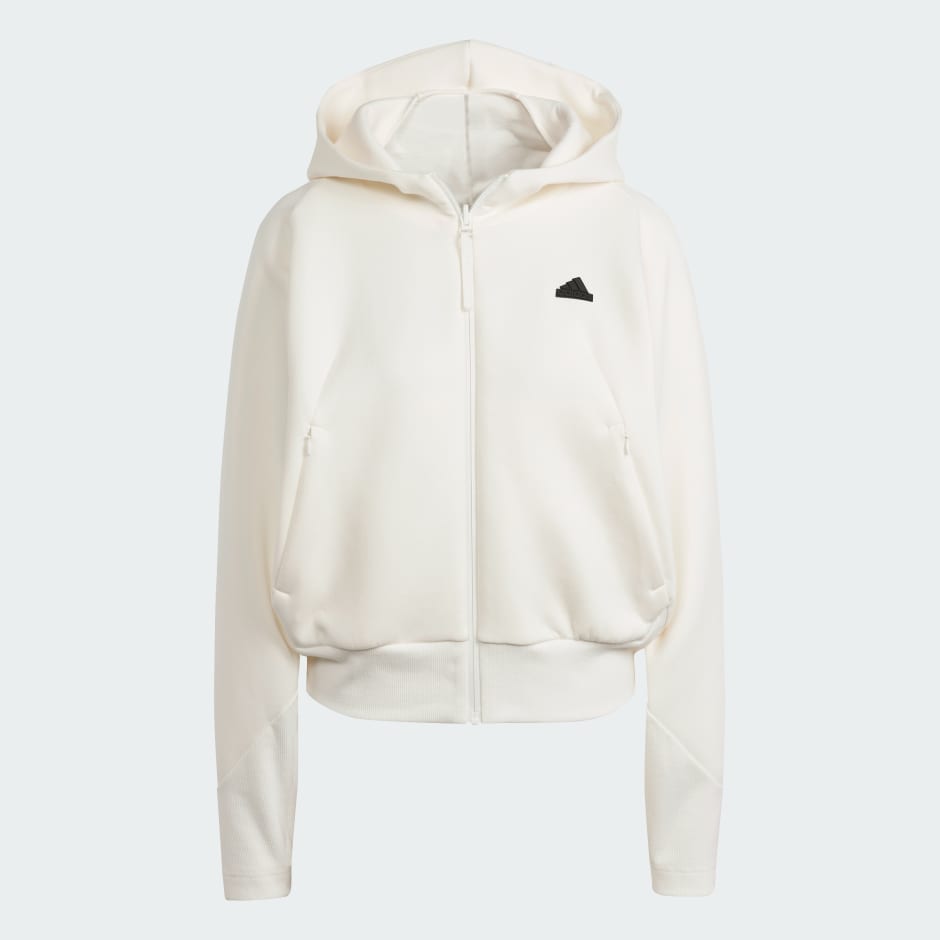 White adidas hot sale zip up hoodie