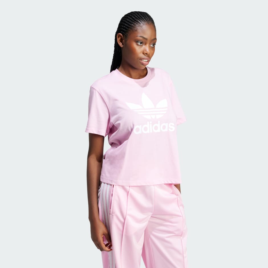 adidas Adicolor Trefoil Boxy Tee - Pink | adidas UAE