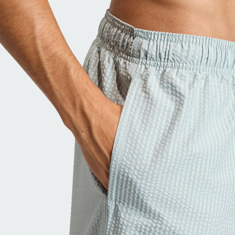 Seersucker Stripy Swim Shorts 5-Inch