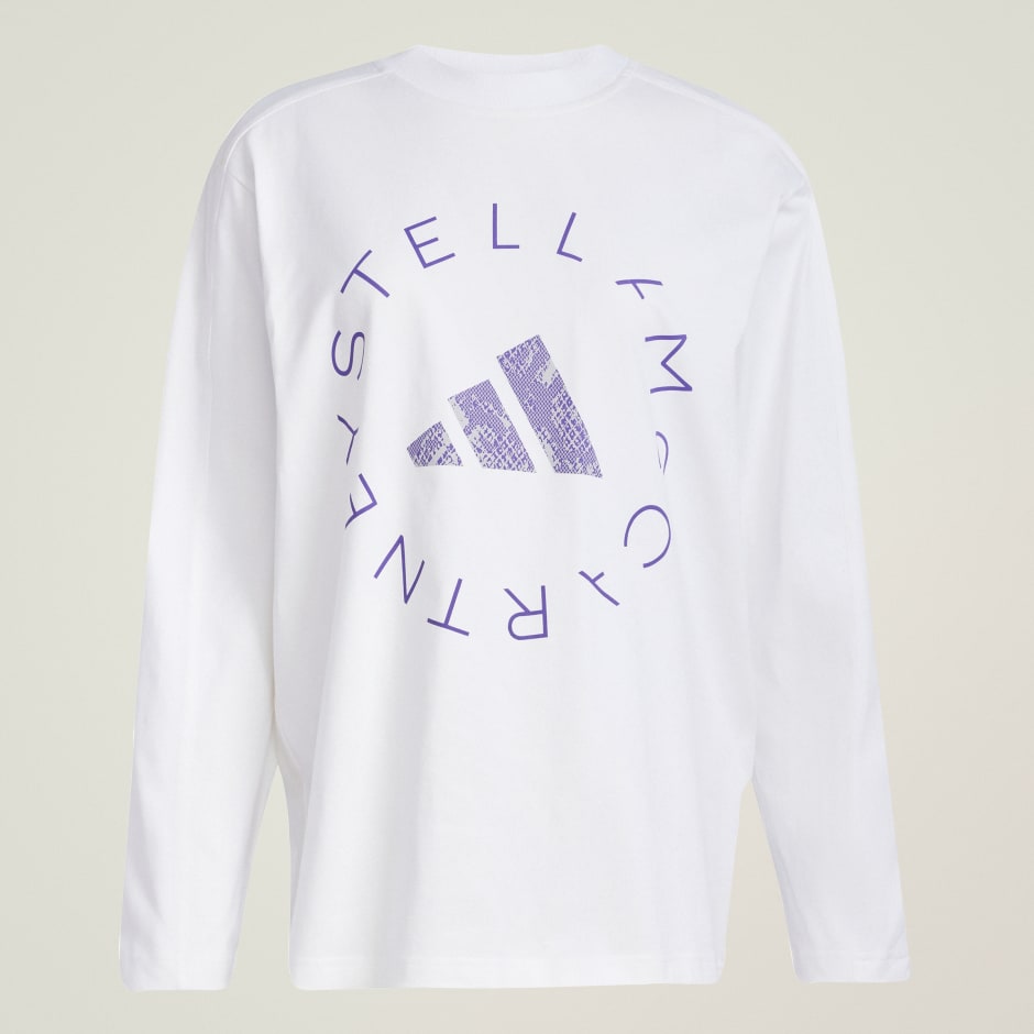 تيشيرت أديداس من Stella McCartney كبيرة الحجم برسومات وأكمام طويلة