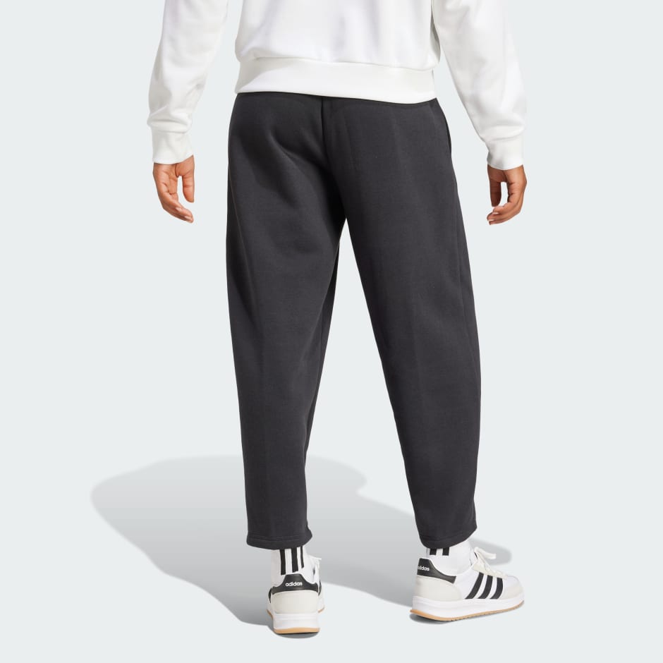 Pantaloni barrel Essentials din lână fleece cu logo contemporan