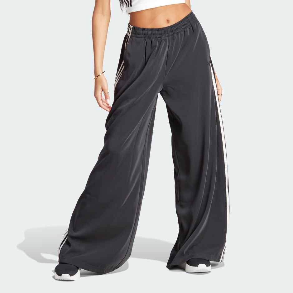 Women's Clothing - Blue Version Wide Leg Satin Pants - Black