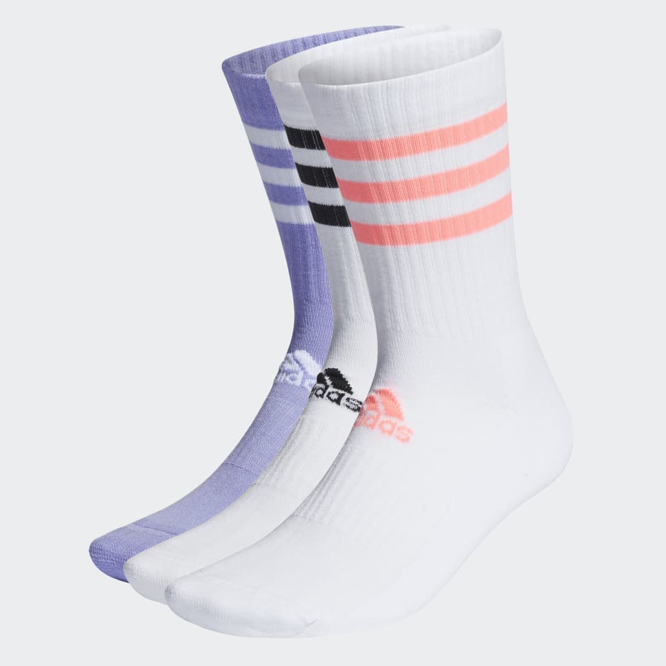 3-STRIPES CUSHIONED CREW SOCKS 3 PAIRS image number null