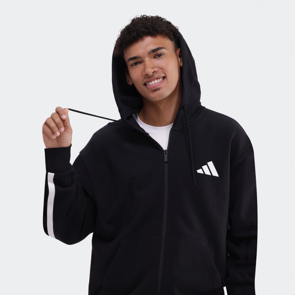 Essentials 3-Stripes French Terry Full-Zip Hoodie