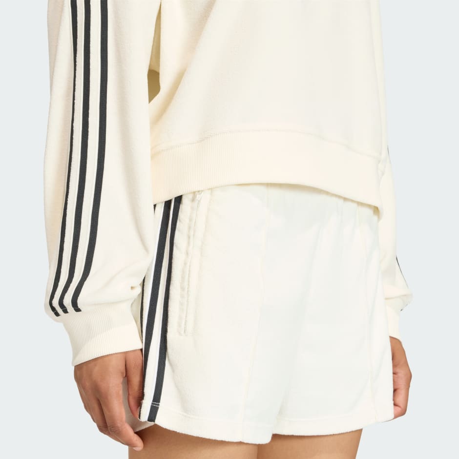 BLUZĂ POLO TERRY TOWEL CU GULER &Icirc;N V ȘI M&Acirc;NECĂ LUNGĂ