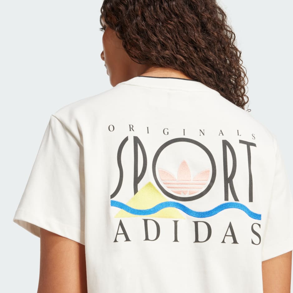 ★adidas★ Adidas Sports Graphic Loose 3S Tee JC7768 CLOTHING - Graphic adidas Sports Loose 3-Stripes Tee - White