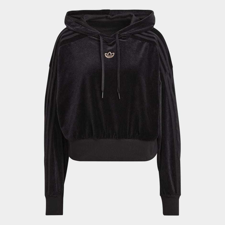 Cropped Hoodie in Cozy Velour Mélange image number null