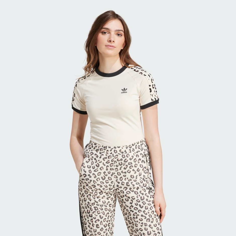 Tricou cu 3 dungi și imprimeu leopard