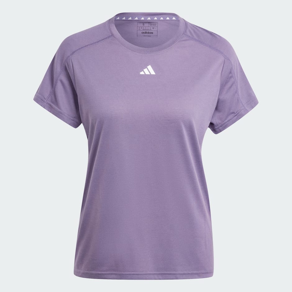 Women's Clothing - AEROREADY Train Essentials Minimal Branding Crewneck Tee  - Purple | adidas Oman