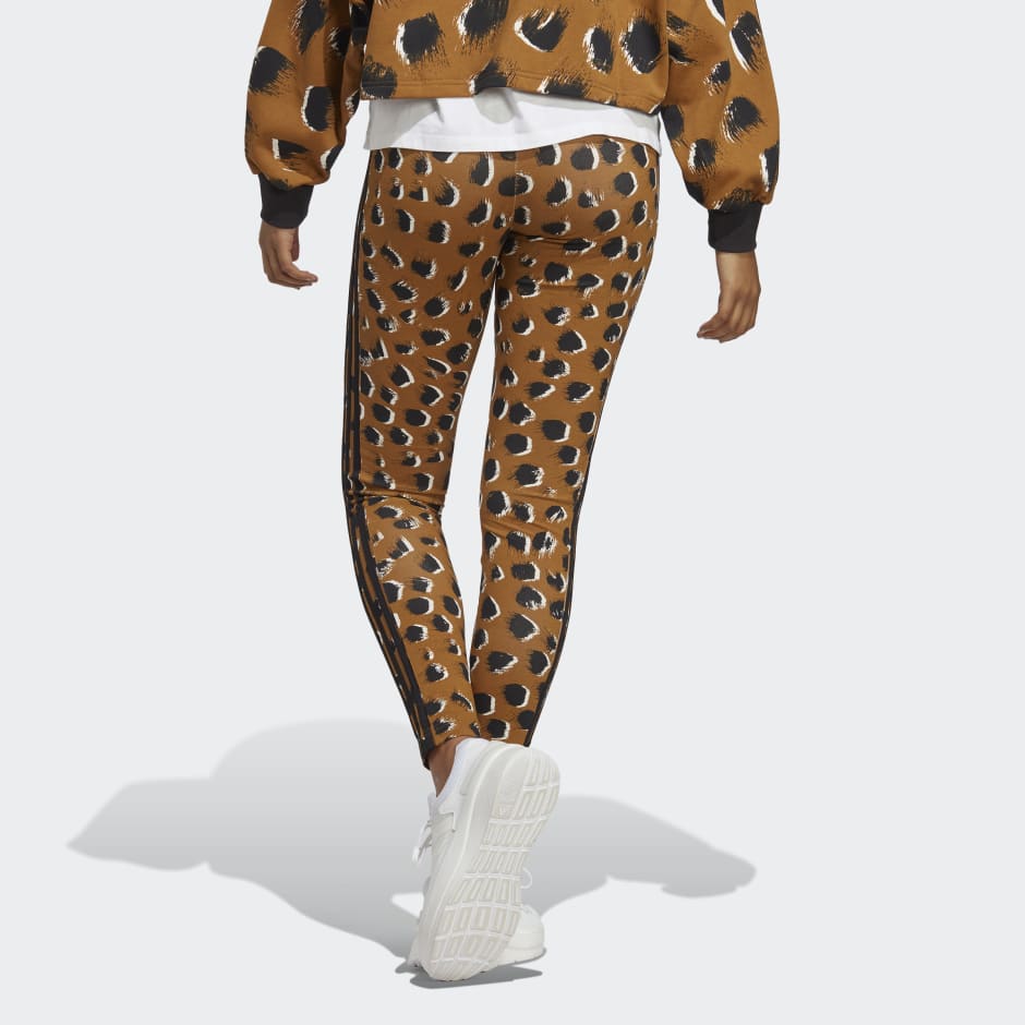 Pech Stap regenval Women's Clothing - Essentials 3-Stripes Animal Print Leggings - Brown |  adidas Oman