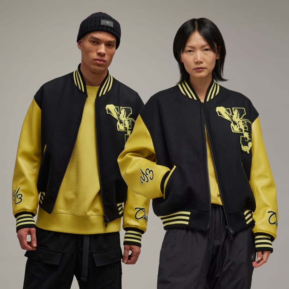 Mens Black and Yellow Letterman Jacket - Classic Varsity Style