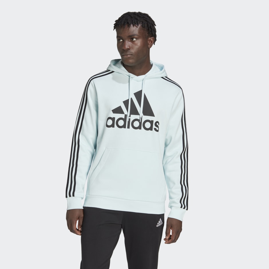 adidas Essentials Fleece 3-Stripes Logo Hoodie - Blue | adidas BH