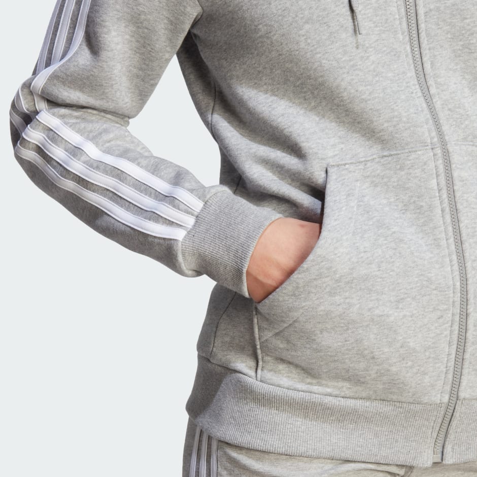 Essentials 3-Stripes Full-Zip Fleece Hoodie