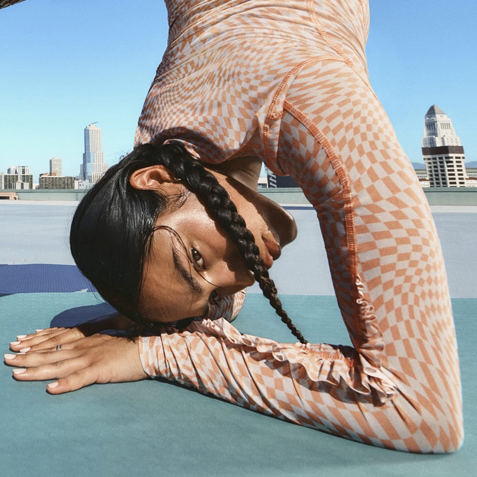 adidas Print Clash Long Sleeve Yoga Shirt - Brown