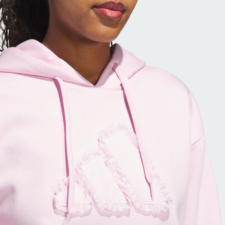 Seasonal Essentials Ruffled Big Logo Graphic Hoodie