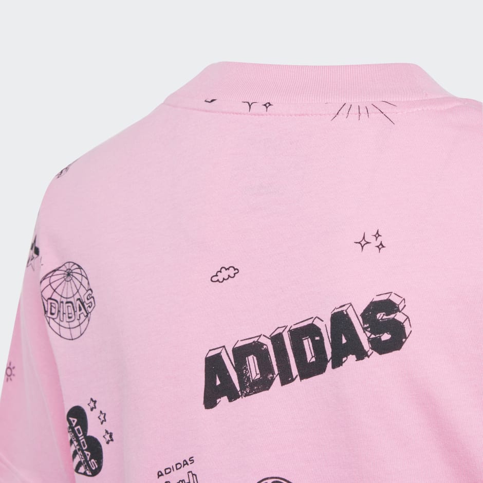 | Print Kids Pink Brand Love Allover Tee adidas - Clothing Crop Oman Kids -