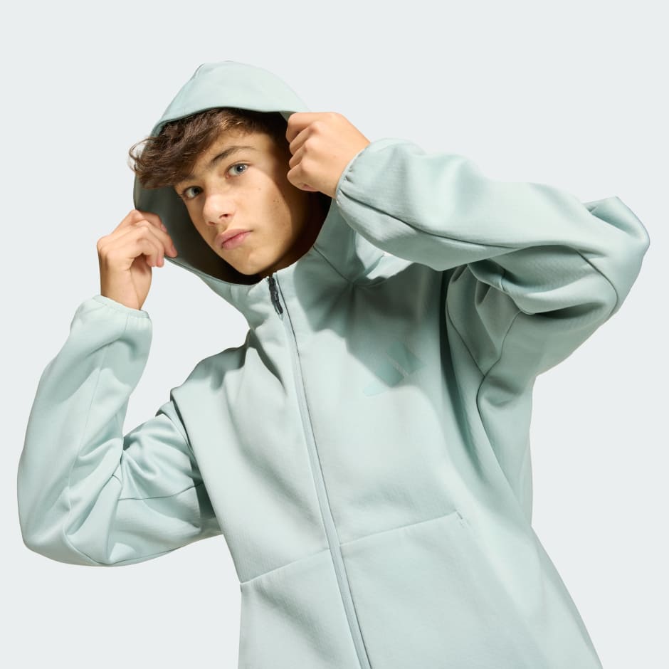 Jachetă de trening cu fermoar lung și glugă adidas Z.N.E. pentru copii