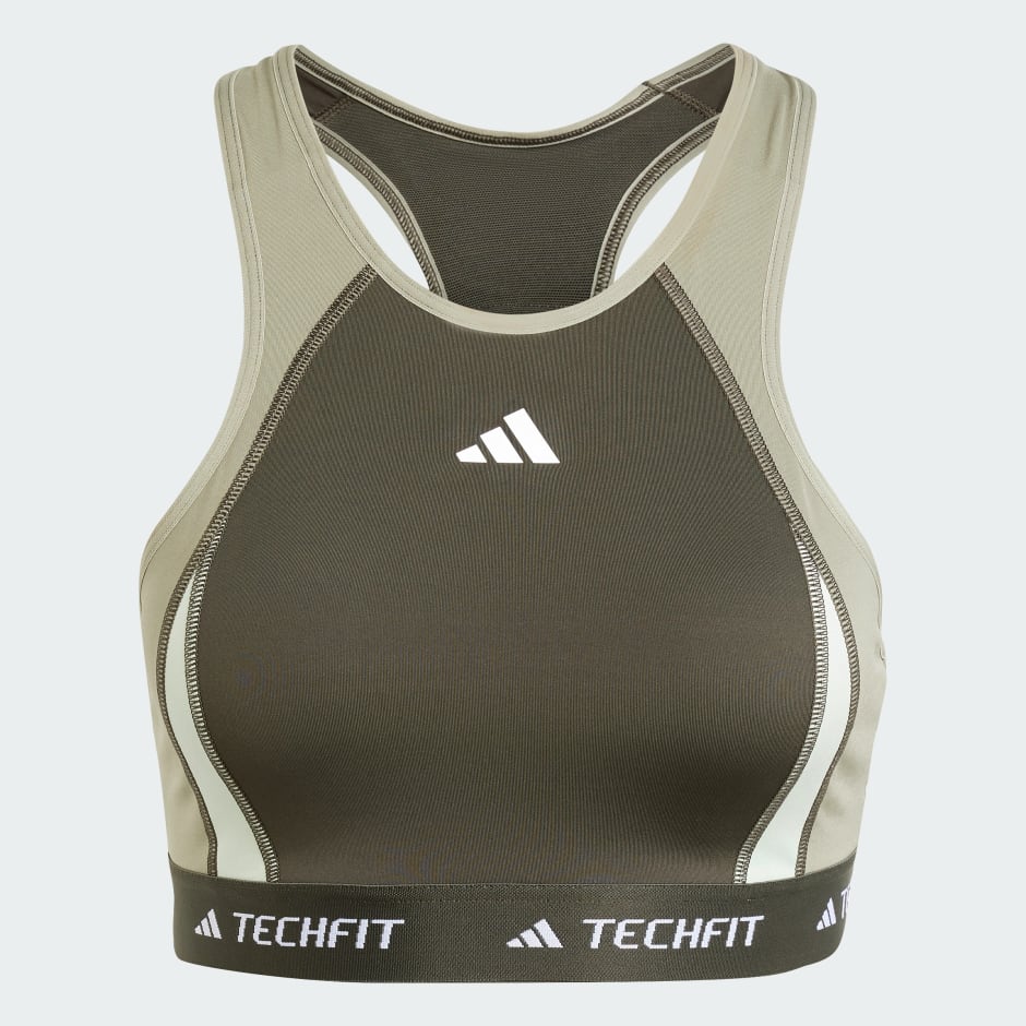 TECHFIT Medium-Support High-Neck Colorblock Bra