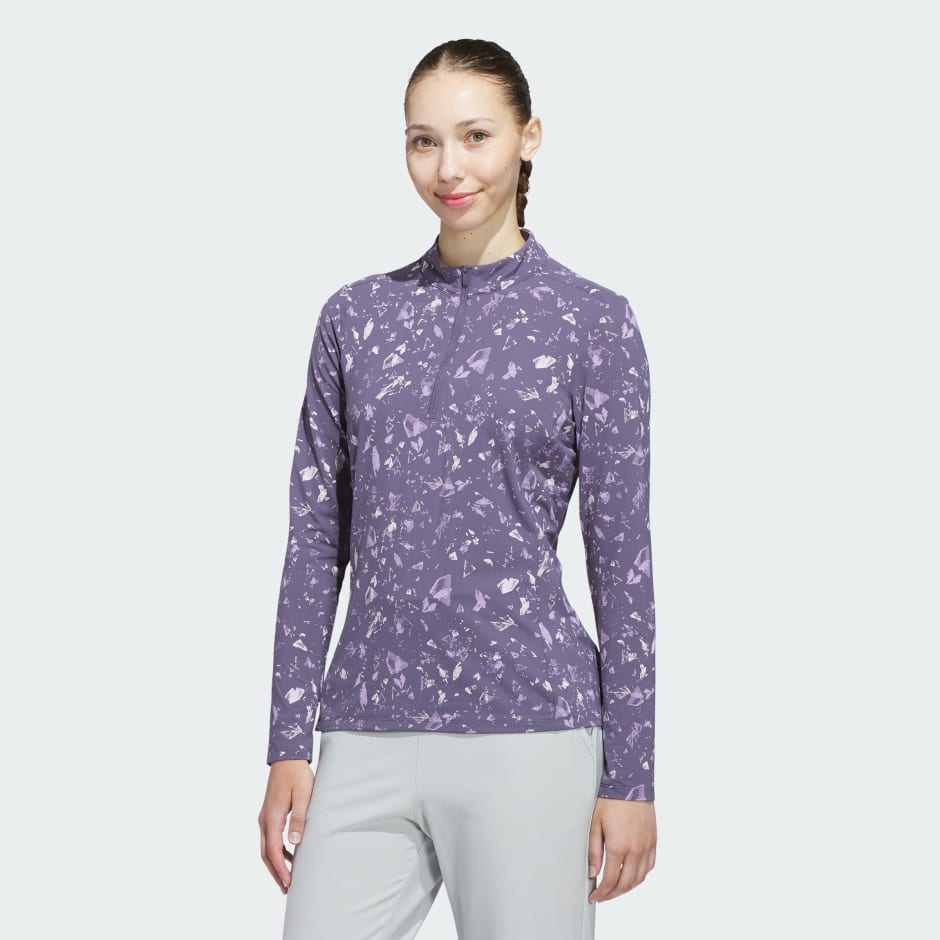 Ultimate365 Printed Quarter-Zip Mock Neck Top