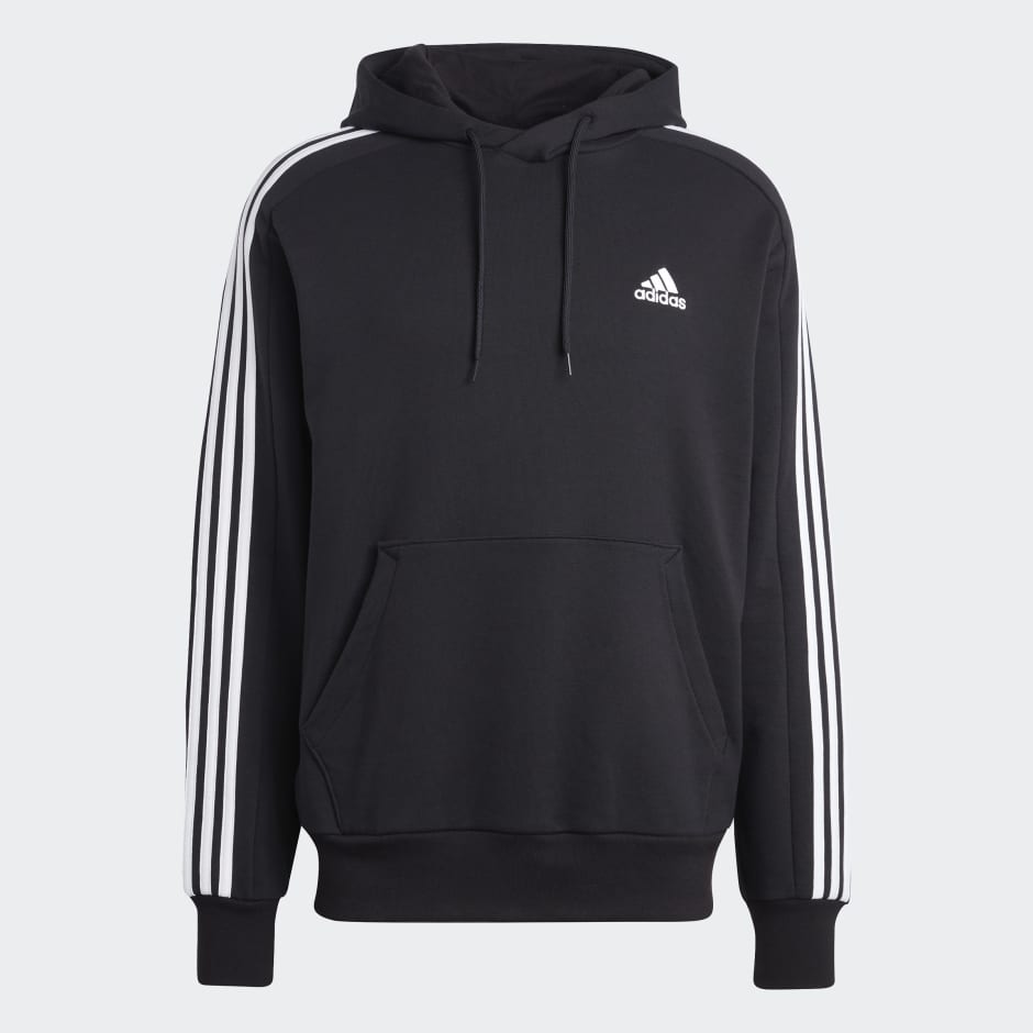 adidas Essentials French Terry 3-Stripes Hoodie - Black | adidas UAE