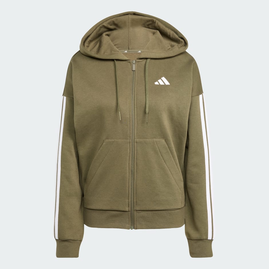 Hanorac Essentials din fleece, cu 3 dungi și fermoar de sus p&acirc;nă jos