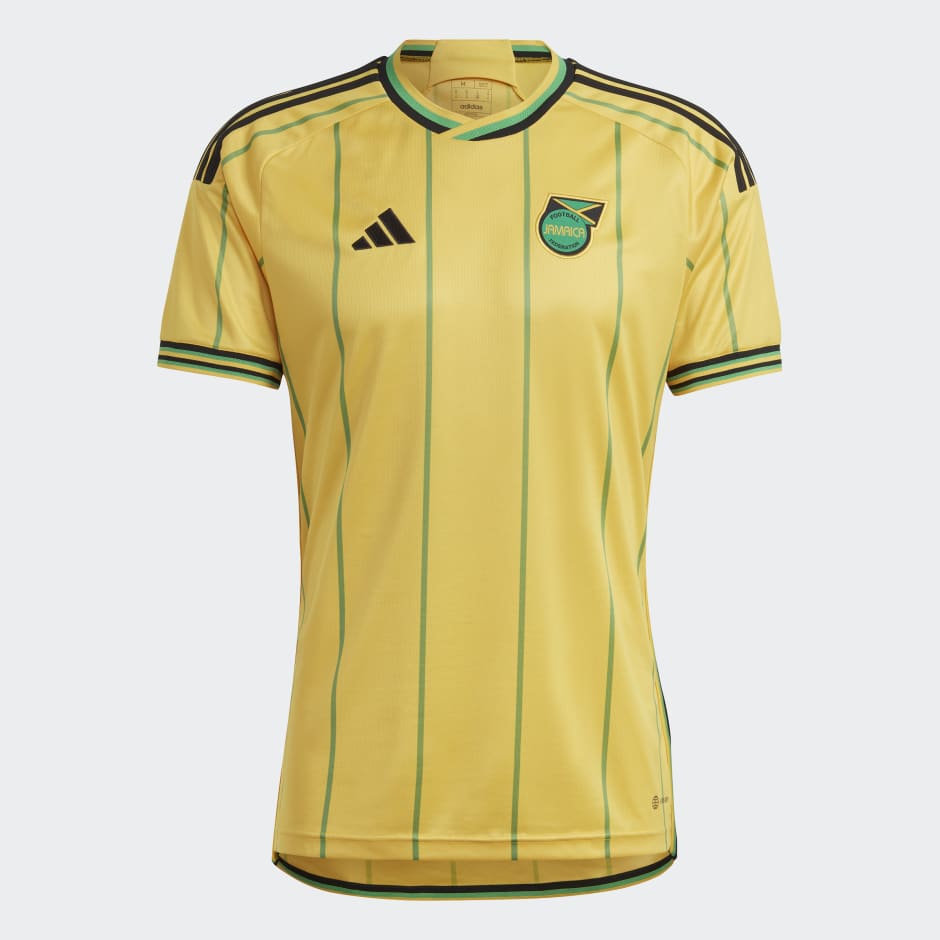 Adidas Jamaica 23 Home Jersey Gold Adidas IL   HT7122 01 Laydown 