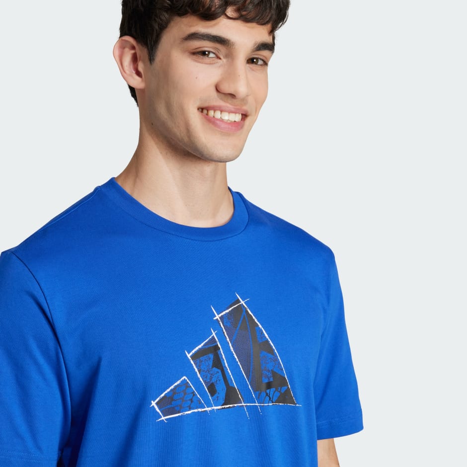 Clothing - Logo Graphic Tee - Blue | adidas Qatar