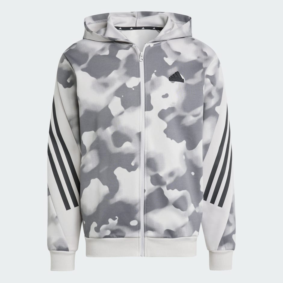 Future Icons 3-Stripes Allover Print Full-Zip Hoodie