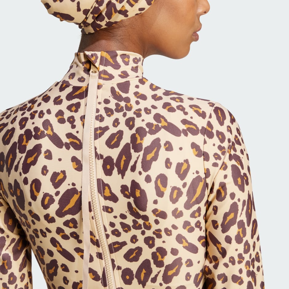 Essentials Animal Print Long Sleeve Swimsuit