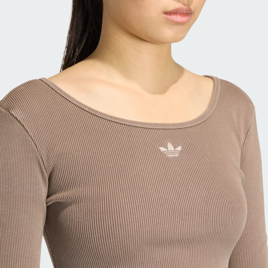 BODY ESSENTIALS RIB CU M&Acirc;NECĂ LUNGĂ WASHED