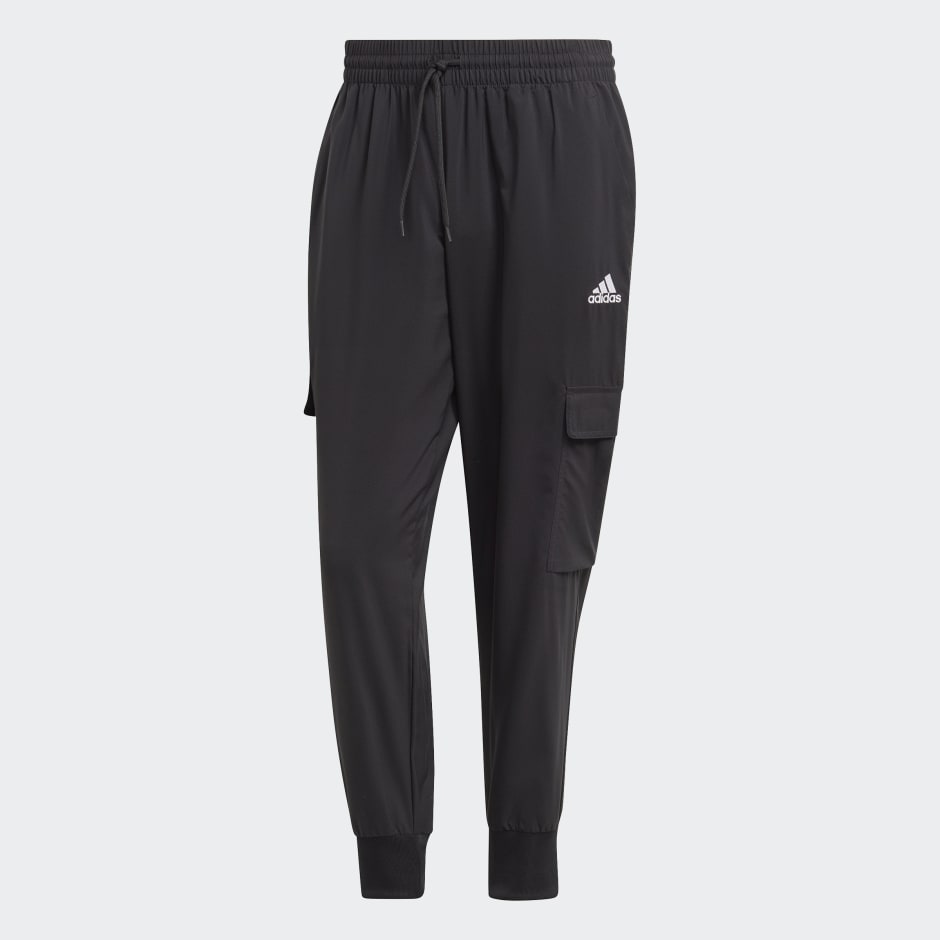 adidas Essentials Small Logo Woven Cargo Ankle-Length Pants - Black ...