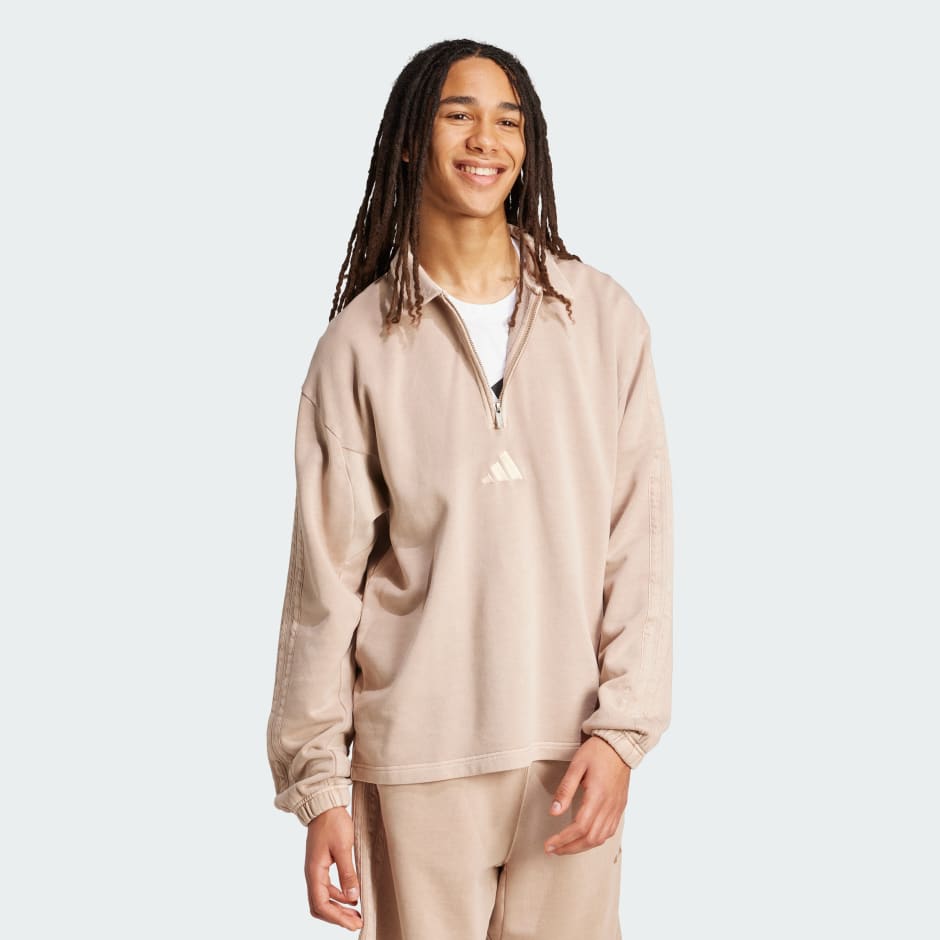 Listă SZN French Terry cu tratament de spălare și fermoar pe jumătate