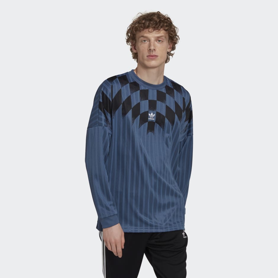 Clothing - adidas Rekive Graphic Long Sleeve Jersey - Blue | adidas ...