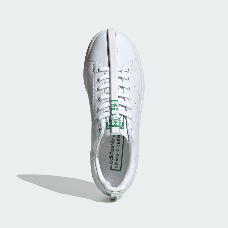 Originals stan smith leather trainers in white and clearance green