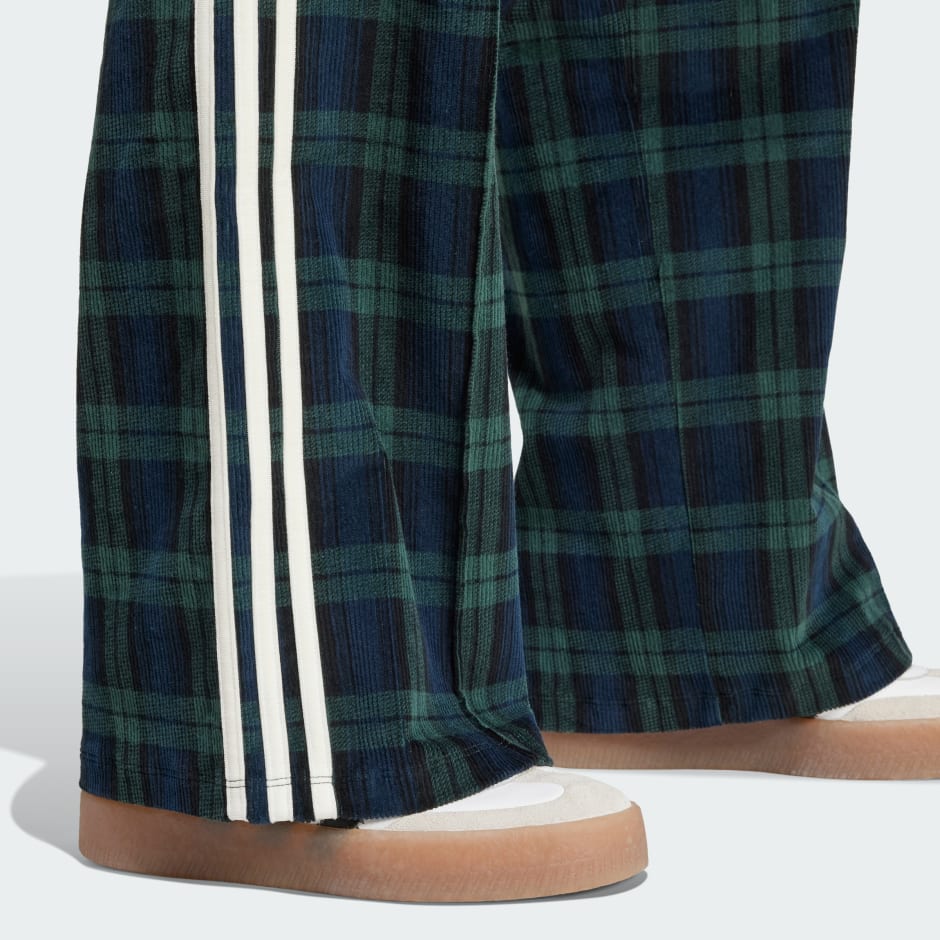 Corduroy Tartan Wide Leg Pants