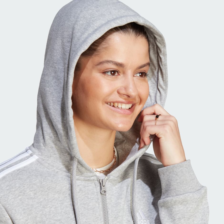 Essentials 3-Stripes Full-Zip Fleece Hoodie