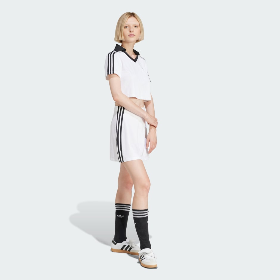 Adicolor Football Jacquard V-Neck Crop Polo Shirt