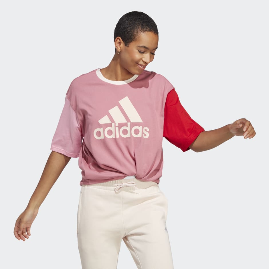 adidas Essentials Big Logo Boyfriend Tee - Pink | adidas