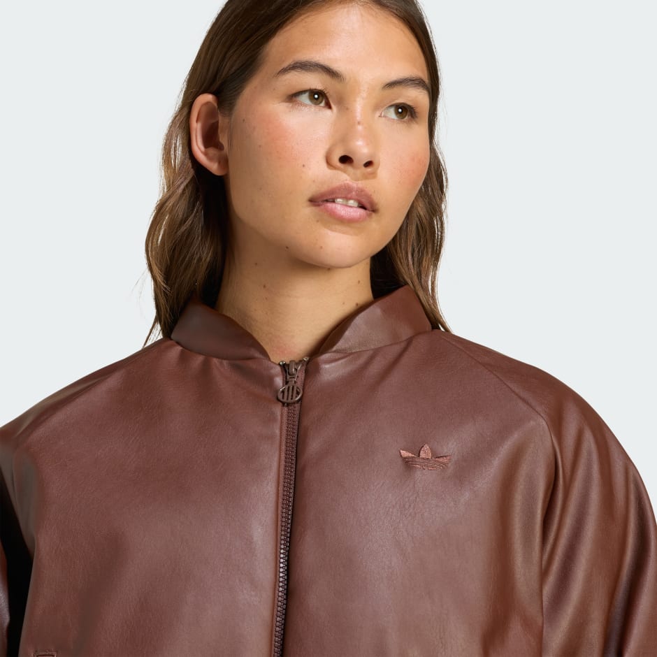Pleather Bomber Synthetic Down Jacket
