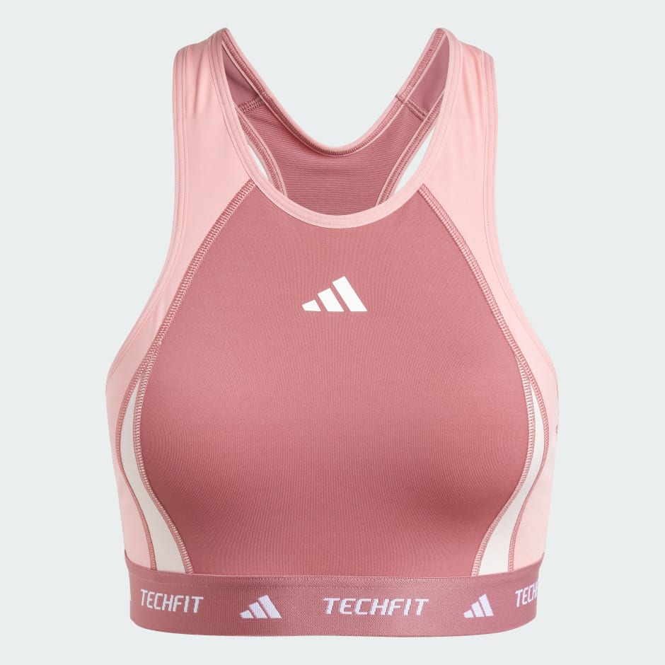 TECHFIT Medium-Support High-Neck Colorblock Bra